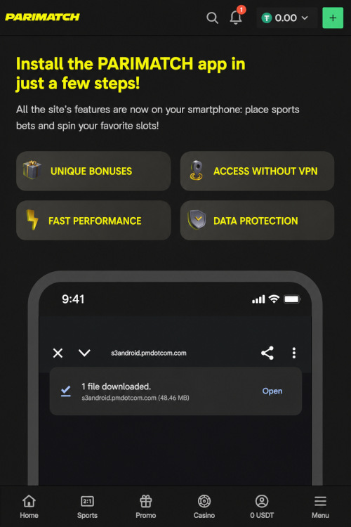 Instruktsiya according to ustanovke app Parimatch on Android