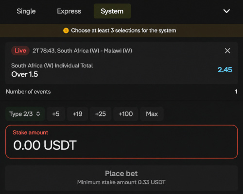 Parimatch Bet Menu