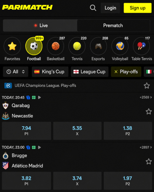Line bets with aktsentom on popular tournaments